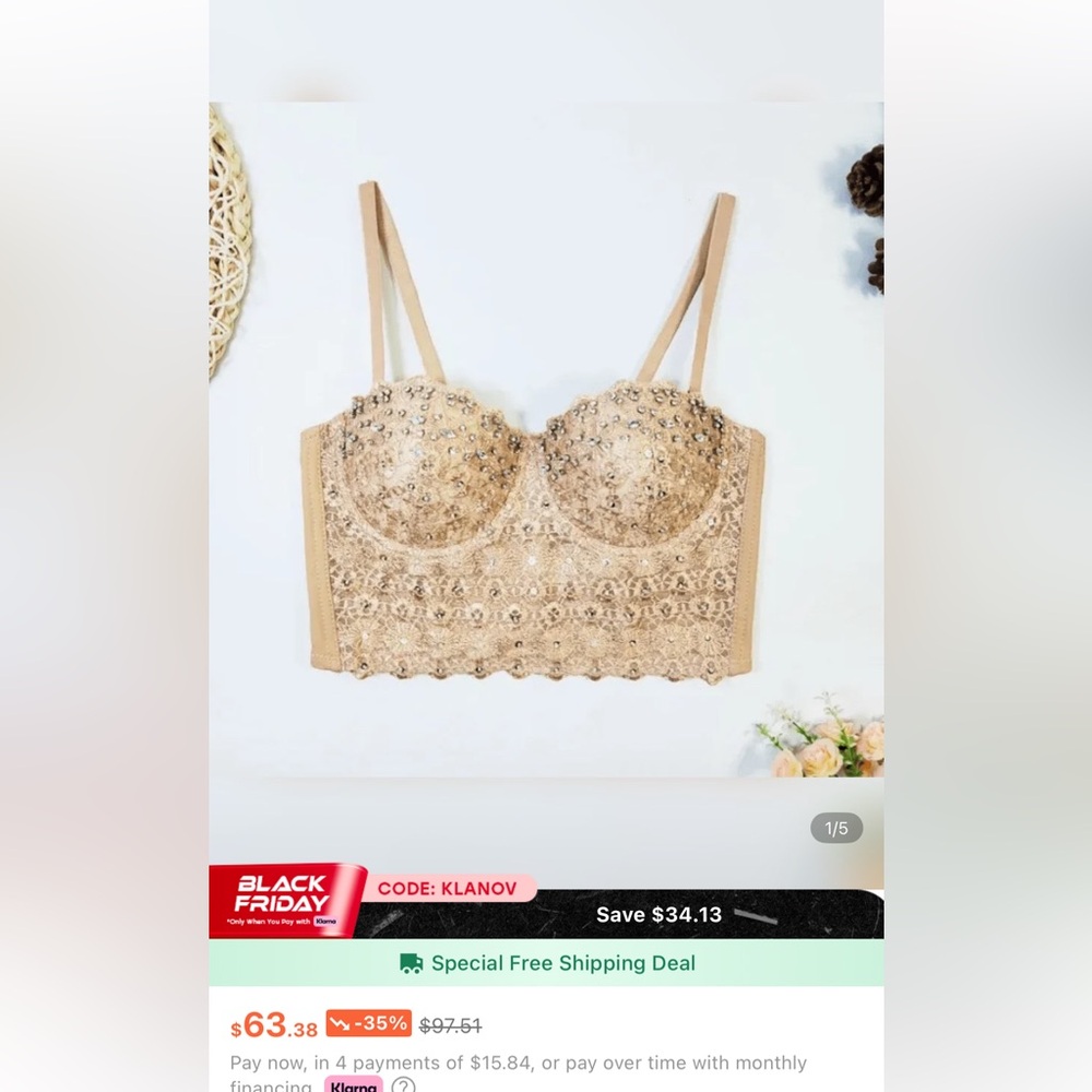 Embellished Tan natural Bustier Top